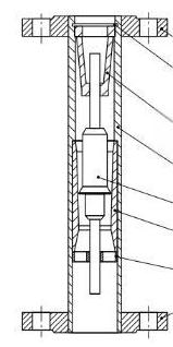 Line diagram of the operating principle of a variable area flow meter