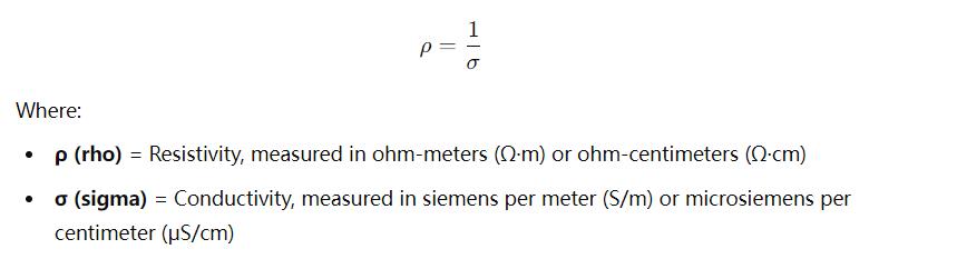 Resistivity formula equation in water