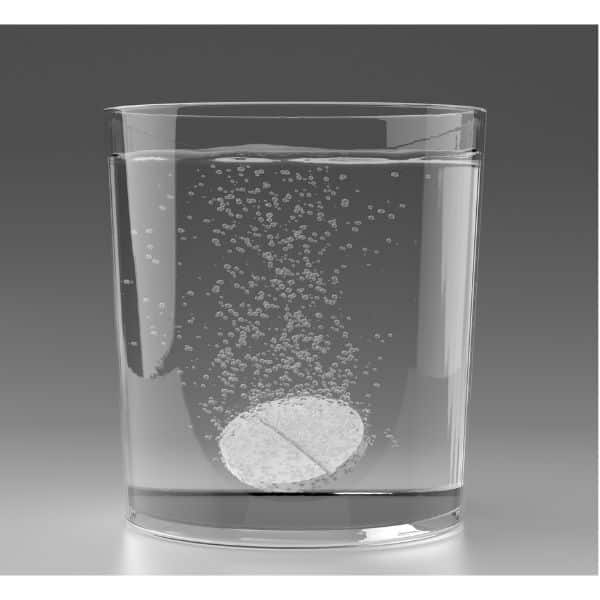 The tablets dissolve quickly in the drinking water releasing a large amount of oxygen bubbles